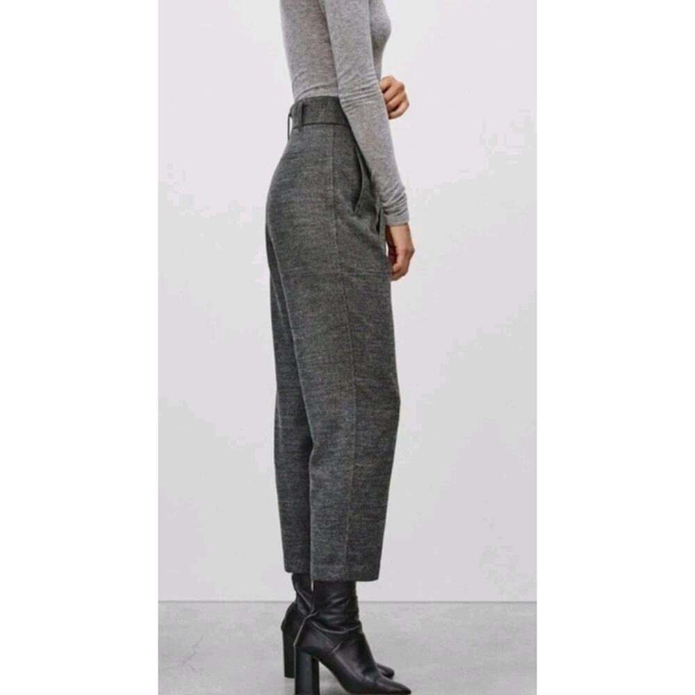 Aritzia Wilfred Jallade Grey Cashmere Wool Blend Tweed Pants 10 High Rise Ankle - Picture 2 of 14